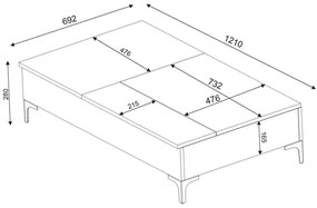 Dizajnový konferenčný stolík Achelle 121 cm vzor orech