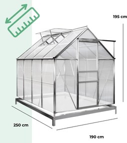 Záhradný skleník z polykarbonátu so základňou M4, 250x190x195cm, transparentná Gardebruk