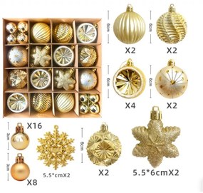 Sada vianočných ozdôb VTÁČIK zlatá, 40 ks