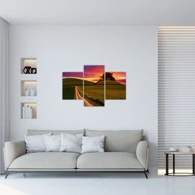 Obraz poľa pri západe slnka (90x60 cm)