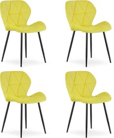 Set štyroch jedálenských stoličiek MANGO zamatové žlté / čierne nohy (4 ks)