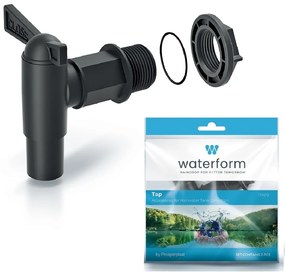 Waterform Kohútik na sude na dažďovú vodu CANTAP 2 čierny