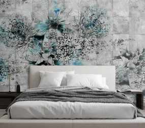 Gario Fototapeta Kvety akvarel na sivom pozadí Materiál: Vliesová, Rozmery: 400 x 280 cm