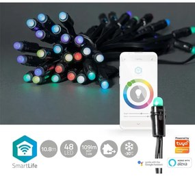Nedis WIFILP01C48 - LED RGB  Vonkajšia vianočná reťaz 48xLED 13,8m IP65 Wi-Fi Tuya
