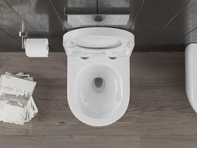 Mexen Carmen, závesná WC misa 490x365x340 mm, Rimless Tornádo + WC sedadlo z duroplastu, biela lesklá, 30880200T