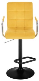LuxuryForm Barová stolička VERONA VELUR na čiernom tanieri - žltá