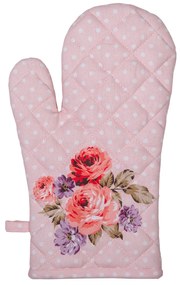 Ružová bavlnená chňapka - rukavice s ružami Dotty Rose - 18 * 30 cm