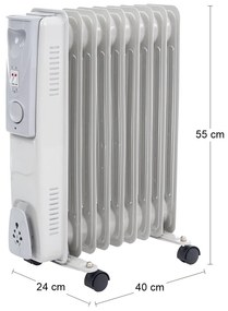 Elektrický olejový radiátor NB-1011 2000 W - biela