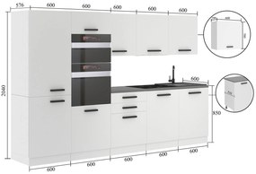 Kuchynská linka Belini Premium Full Version 300 cm eben kráľovský s pracovnou doskou GRACE
