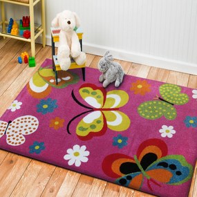 DY Detský ružový koberec s motívom Motýle 14 Rozmer: 200x290 cm