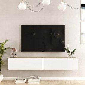 Závěsný TV stolek Houseland Flipo bílá/borovice Atlantic