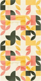 Tapeta - Retro geometrický vzor v zeleno-žltej