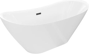 Mexen Lotos, voľne stojaca vaňa 150 x 75 cm, biela, čierny prepad, 52051507700-70