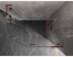 Mexen Lunar, L pravý polkruhový sprchový kút 90 x 70 cm, 8mm číre sklo, profil ružové zlato, 833L-090P-070L-60-00