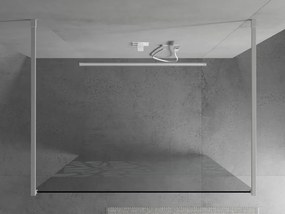 Mexen Kioto, priechodná sprchová zástena 120 x 200 cm, 8mm sklo číre/biely vzor, 2x biela stabilizačná rozpera, 800-120-002-20-85