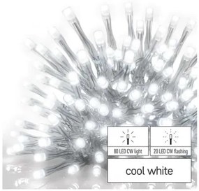 Standard LED spoj. reťaz blikajúca – cencúle, 2,5 m, vonkajšia, studená biela