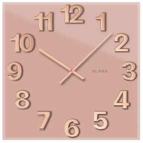 Sklenené štvorcové nástenné hodiny, pudrové VCT1108 Glassico 40cm