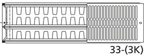 Doskový radiátor Rotheigner 33 900 x 1000 mm 8 prípojok (bočné, dole vpravo alebo vľavo alebo uprostred)