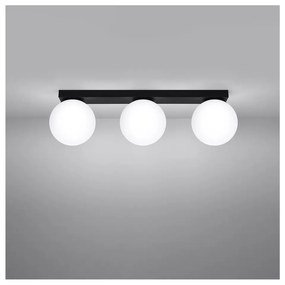 Čierne stropné svietidlo so skleneným tienidlom ø 12 cm Umerta – Sollux