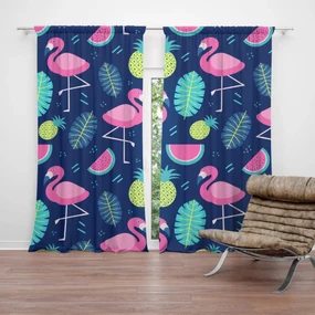 Sablio Záves Ružové plameniaky: 2 ks 140x250 cm