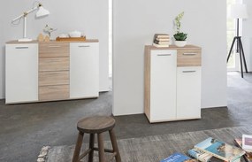 Komoda so 4 zásuvkami Jacky, dub sonoma/biela