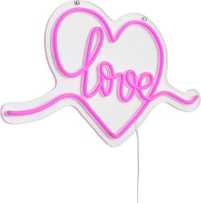 Neónové nástenné svietidlo ružové vrátane LED - Love
