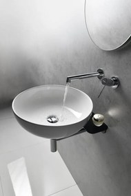 Sapho Tetris, nástenné okrúhle umývadlo s držiakom pre podomietkovou batériu, 415x140mm, biela, TZ429-02