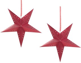 Sada 2 závesných trblietavých hviezd s LED 45 cm červená MOTTI Beliani