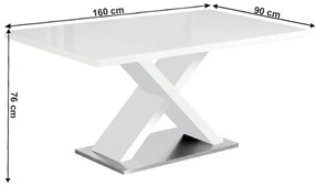 Jedálenský stôl Farnel - biela / biely lesk