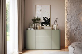Komoda Elivo 150 cm so zásuvkami - eukalyptus / dub baltic dune