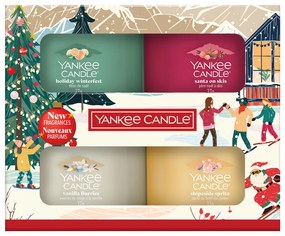 Yankee Candle Vianočná darčeková súprava 4 sklenených votívnych sviečok 2025