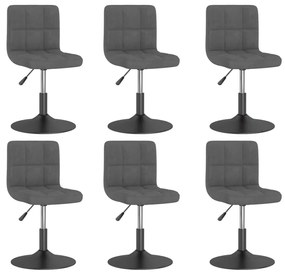 Otočné jedálenské stoličky 6 ks tmavosivé zamatové