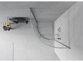 Mexen Rio, štvrťkruhový sprchovací kút s posuvnými dverami 90(dvere) x 90(dvere) x 190 cm, 6mm číre sklo, chrómový profil, 863-090-090-01-00