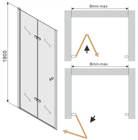 Mexen Lima, sprchovací kút 80 (dvere) x 60 (stena) cm, 6mm šedé sklo, chrómový profil, 856-080-060-01-40
