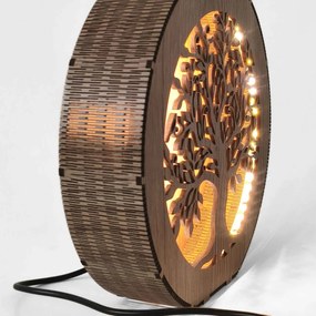Strom života – drevená lampa s LED osvetlením | RUIF: HDF - Orech 20 cm 4781-115120 LED0602