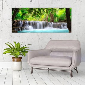 Obraz - Vodopád, tyrkysový (120x50 cm)