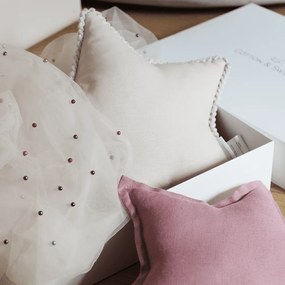 Mini Boho vankúš hviezda s bublinkami púdrovo ružová 38 cm