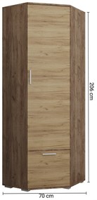 Rohová predsieňová skriňa Veneta CW - craft tobacco / dub craft zlatý