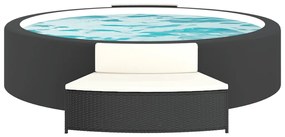 Záhradné taburetky s podložkami 2 ks čierne polyratan