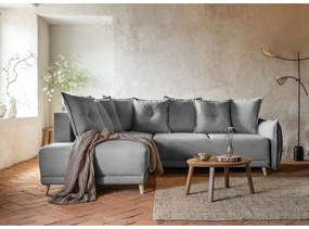 Sivá menčestrová rozkladacia rohová pohovka (ľavý roh) Lazy Lukka – Miuform