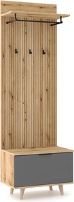 Předsíňová stěna Nordic 65 cm dub Evoke/grafit