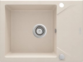 Deante Evora, granitový drez na dosku 590x440x193 mm Z/KO, 3,5" + priestorovo úsporný sifón, 1-komorový, béžová, ZQJ_511A
