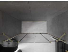 Mexen Velar Duo, posuvné sprchové dvere do otvoru 200 cm, 8mm šedé sklo, zlatá lesklá, 871-200-000-42-50