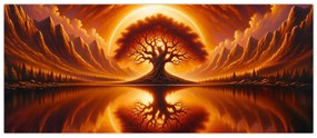 Obraz – Strom v krvavom slnku (120x50 cm)