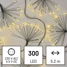 LED vianočný reťaz 300xLED 5,2+3 m teplá biela