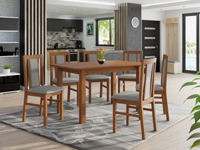 Rozkladací stôl so 6 stoličkami - AL65, Morenie: jelša, Poťahové látky: Hygge D91