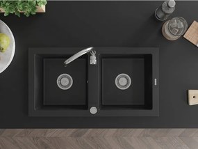 Mexen Mario - drez granitový 82,0x43,6cm, 2-komorový, čierna, 6504822000-77