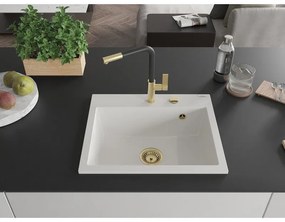 Mexen Oscar, 1-komorový granitový drez 580x490x205 mm, biela, 6519581000-20-G
