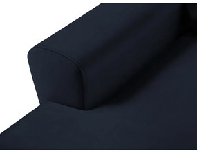 Tmavomodrá zamatová rozkladacia/s úložným priestorom rohová pohovka (ľavý roh/s leňoškou) Kyoto – Cosmopolitan Design