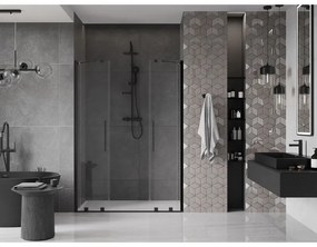 Mexen Velar Duo, posuvné dvere do otvoru 140x200 cm, 8mm číre sklo, čierna, 871-140-000-02-70